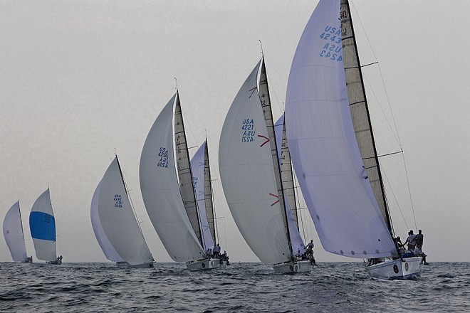 NYYC Swan 42 class started a race on Sunday, but storms forced a cancellation.New York Yacht Club Race Week  ©  Rolex / Dan Nerney